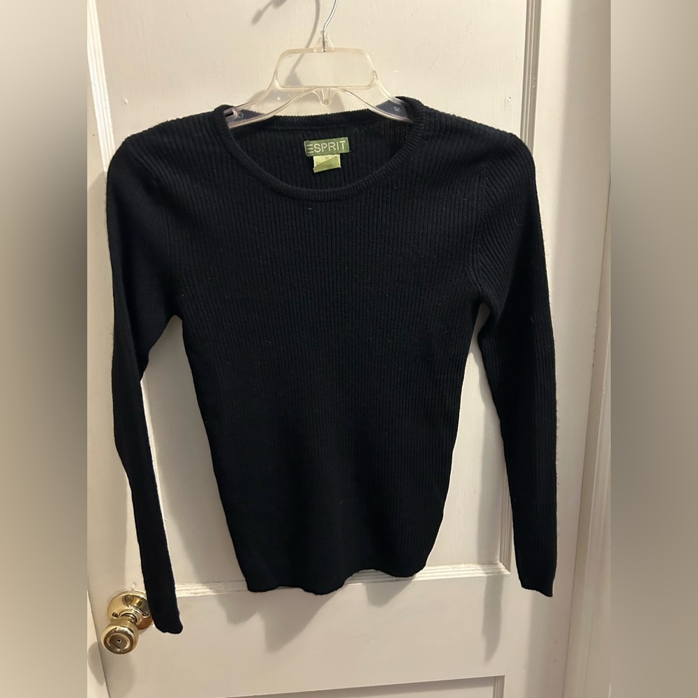 VTG‎ Esprit black wool angora blend long sleeve sweater women’s m form fitting